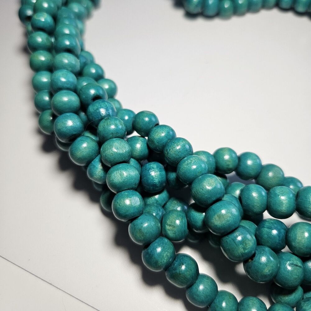 **Last Chance!! Final Sale** Turquoise Colored Wooden Braided Beaded 31.5" - Picture 12 of 13